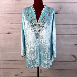 Soft Surroundings Tunic Top Velvet Blouse Embellished
